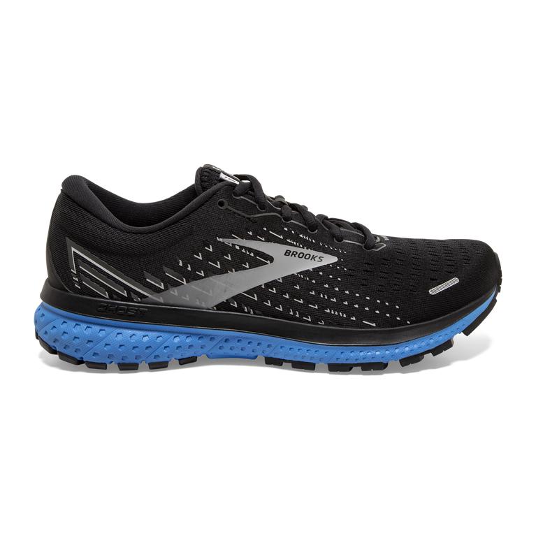 Brooks Ghost 13 Men's Road Running Shoes - Black/Grey/Blue (96302-DEKU)